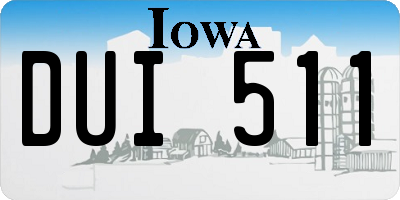 IA license plate DUI511