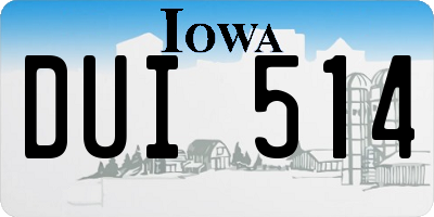 IA license plate DUI514