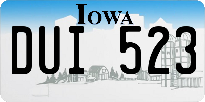 IA license plate DUI523