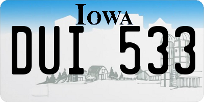 IA license plate DUI533
