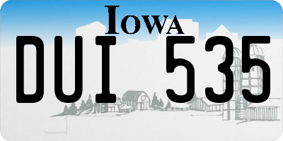 IA license plate DUI535