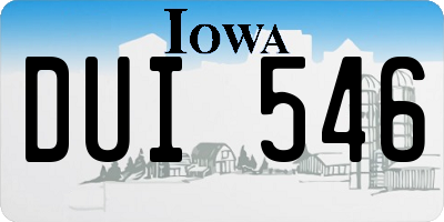 IA license plate DUI546