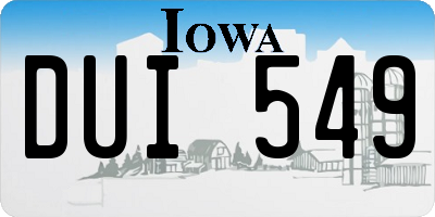 IA license plate DUI549