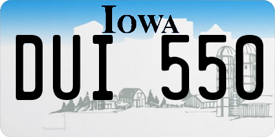IA license plate DUI550