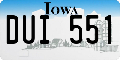 IA license plate DUI551