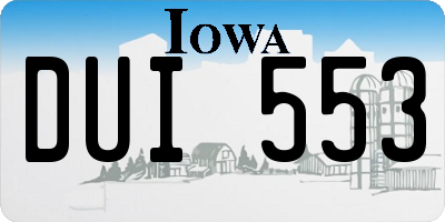 IA license plate DUI553