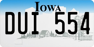 IA license plate DUI554