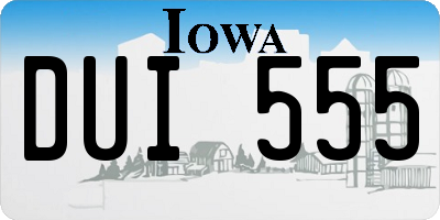IA license plate DUI555