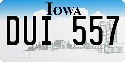 IA license plate DUI557