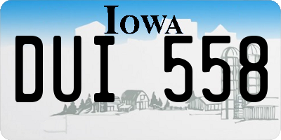 IA license plate DUI558