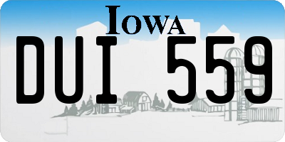 IA license plate DUI559