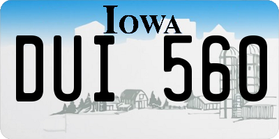 IA license plate DUI560