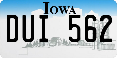 IA license plate DUI562