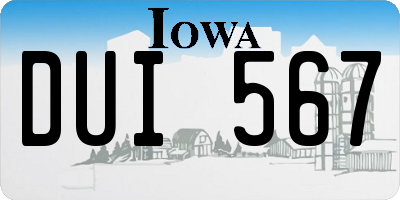 IA license plate DUI567