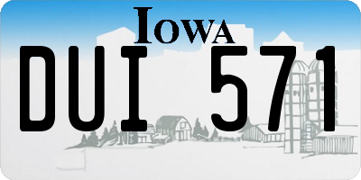 IA license plate DUI571