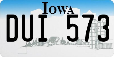 IA license plate DUI573