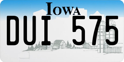 IA license plate DUI575