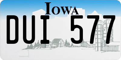 IA license plate DUI577