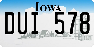 IA license plate DUI578