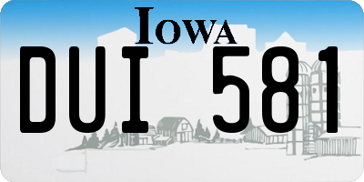IA license plate DUI581