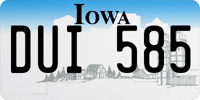 IA license plate DUI585