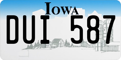 IA license plate DUI587