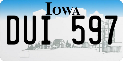IA license plate DUI597