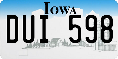 IA license plate DUI598