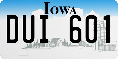 IA license plate DUI601