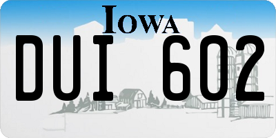 IA license plate DUI602