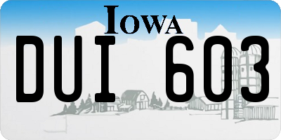 IA license plate DUI603