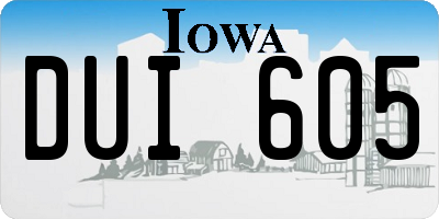 IA license plate DUI605