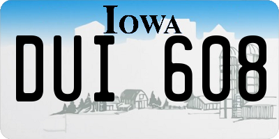 IA license plate DUI608