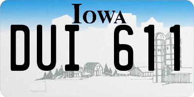 IA license plate DUI611