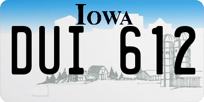 IA license plate DUI612