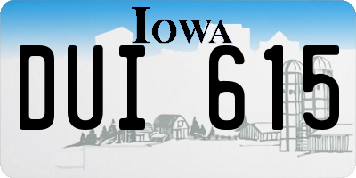 IA license plate DUI615