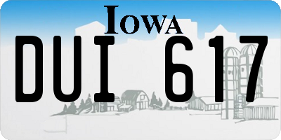 IA license plate DUI617
