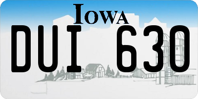 IA license plate DUI630