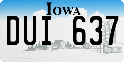 IA license plate DUI637