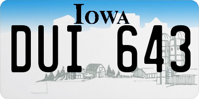 IA license plate DUI643