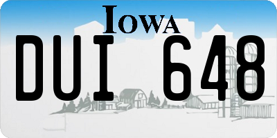 IA license plate DUI648