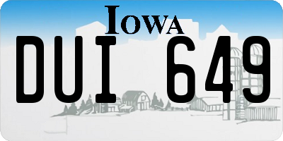 IA license plate DUI649