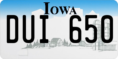 IA license plate DUI650