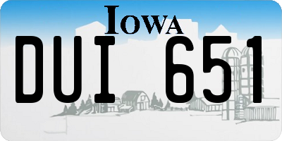 IA license plate DUI651