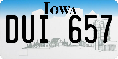 IA license plate DUI657