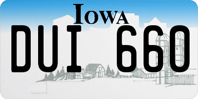IA license plate DUI660