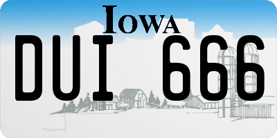 IA license plate DUI666