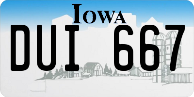 IA license plate DUI667