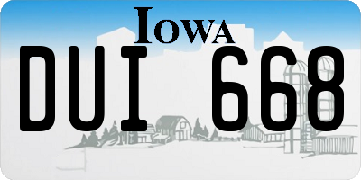 IA license plate DUI668