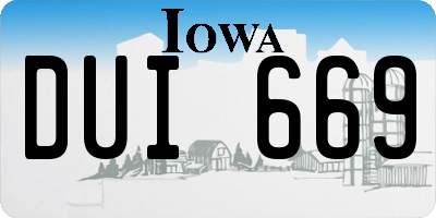 IA license plate DUI669